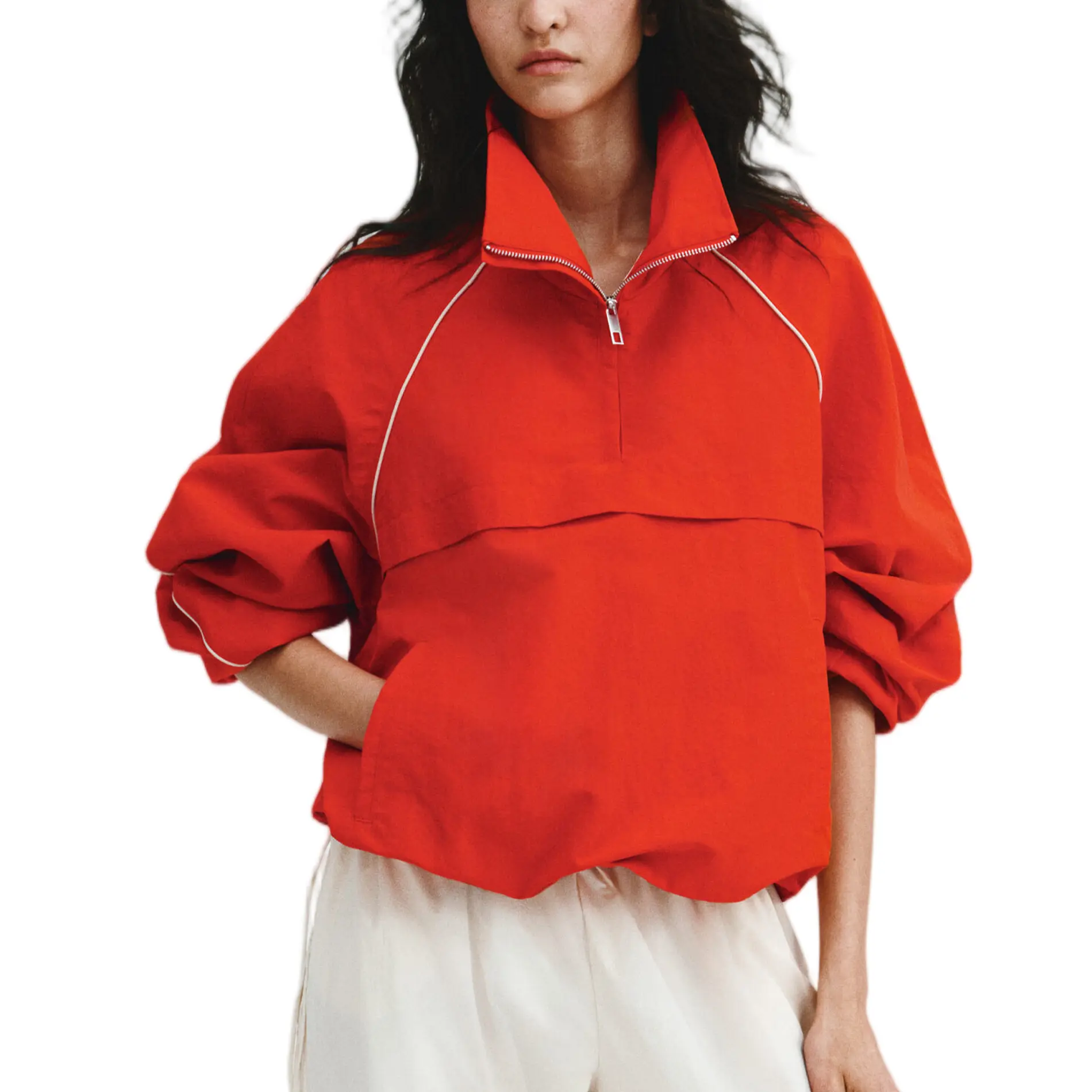 Hixiaohe Women's Lightweight Trench Coat Outerwear - Zippered, Stand-Up Collar, Windproof, Pocketed Womenswear Top for Workouts, Outdoor Activities