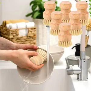 6PCS Bamboo Dishwashing Brushes Can Remove Stubborn Residual Stains Without Scratching Your Kitchen Utensils Easy To Use for Cleaning Kitchen and Dining Utensils Brush