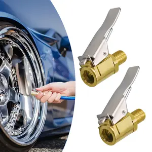 Tire Air Chuck with Clip Adapter, No Leakage Tire Chucks for Vehicle Inflator Compressor Pump Connect Accessories Tool, Brass Locking Tire Inflator Nozzle Adapter Connect