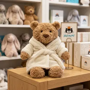 Jellycat Bartholomew Bear Bathrobe Plush with Gift Bag – Soft Cozy Teddy Bear, Premium Stuffed Animal, Ready to Ship from US