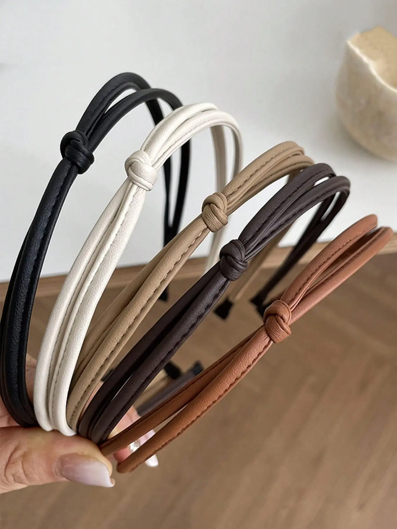 5pcs-set-Women-s-Simple-Chic-Leather-Knot-Hairbands-With-High-end-Feel-Ultra-thin-Solid-Color-Hair-Accessories-For-Daily-Wear-Outdoor-Activities-Face-Washing-And-Makeup-Knotted Headband Headbands Women