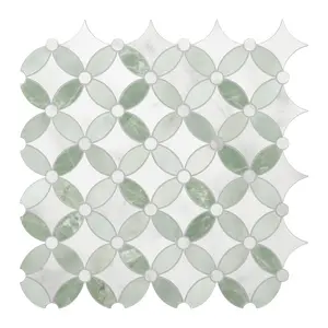 INNO STICKERS 10-Sheet Coin Waterjet Peel and Stick Backsplash Self Adhesive Tile, Marble Looks Stone Composite Stick on Tiles Backsplash for Kitchen Bathroom Fireplace, Covers 8.84 Sq. Ft. Decor Decorative