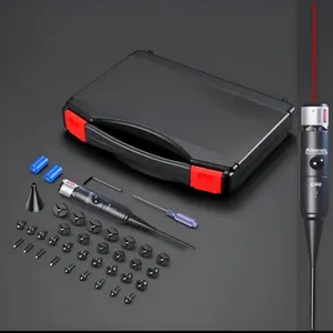 Professional Laser Bore Sight-Kit with 32 Adapters fit 0.17 to 12GA Calibers, Red or Green Bright-Bore-Sighter Laser with Button Switch, Powerful Support for Hunting
