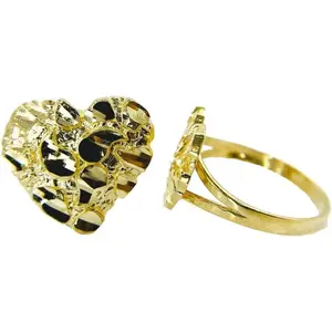 Rough Textured Cookie Nugget Heart Rings 18k Gold Plated Brass