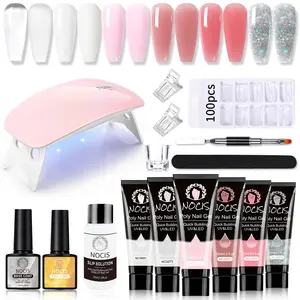 Nocis 6 Color Gel Nail Extension Kit, Polygel Nail Kit, Uv Gel Kit, Transparent Gold Colors, Mini LED Light Included, DIY Manicure Set for Beginners