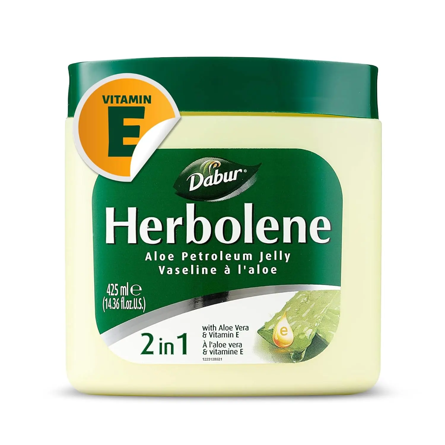 Dabur Herbolene Aloe Vera Gel Petroleum Jelly - 425 ML - Enhanced with Vitamin E for Deep & Intensive Skin Moisturization - Gentle on Sensitive Skin - Nourishing Bliss & Lasting Hydration