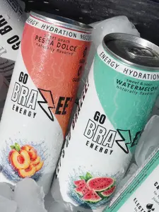 GO BRAZEE ENERGY Sample Box of 2 Cans - Pesca Dolce & Sweet Sour Watermelon Flavors