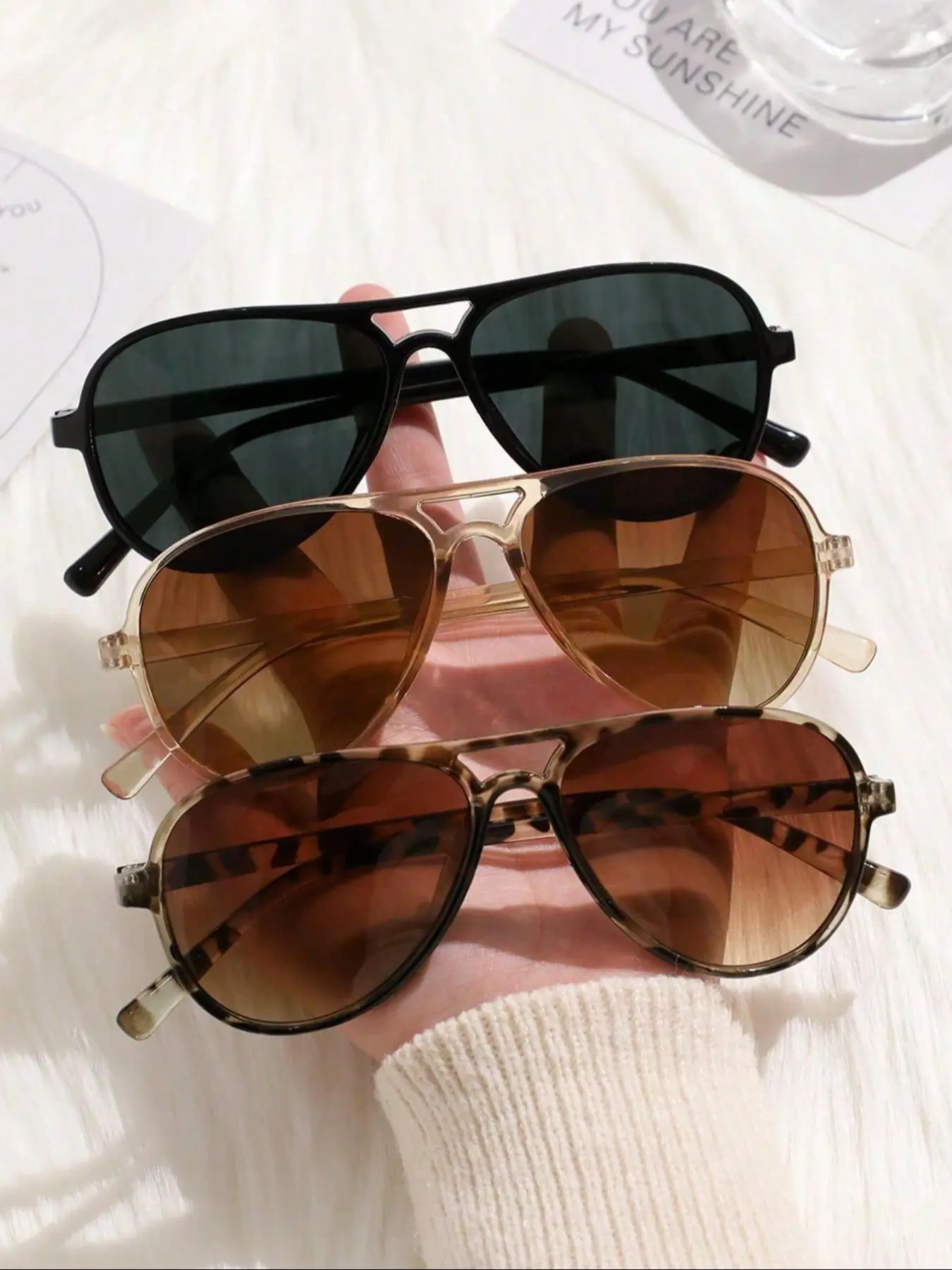 Unisex Vintage Trendy Tortoise Pattern Aviator Sunglasses, Retro Outdoor Sports Sunglasses, Fashionable Casual Shades for Men & Women for Everyday Use, Trendy Shades Beach Eyewear
