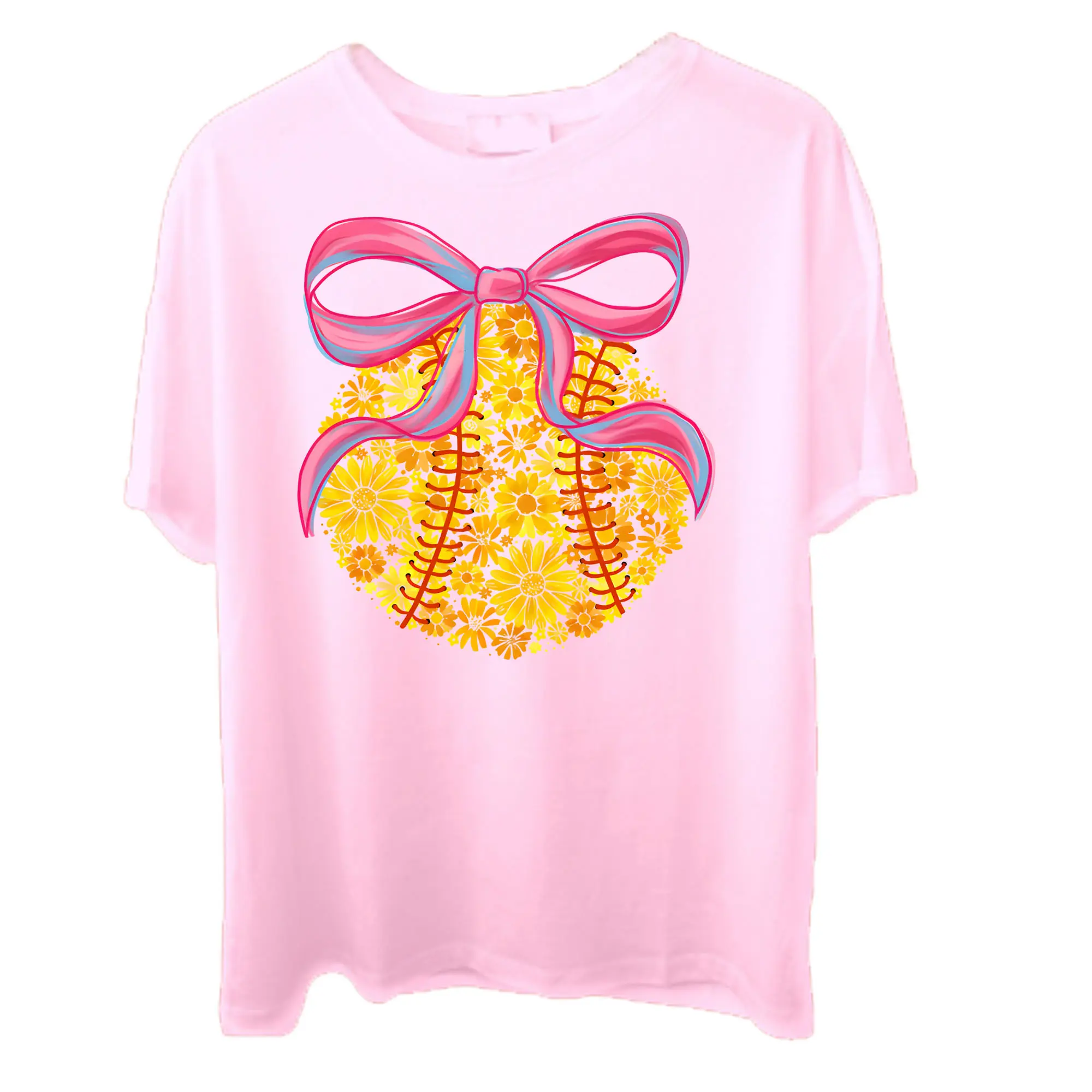 Floral Softball coquette Unisex T-Shirt Pink Coquette Softball Unisex T-Shirt Retro softball mom  Softball Season  Game day touch down Unisex T-Shirt