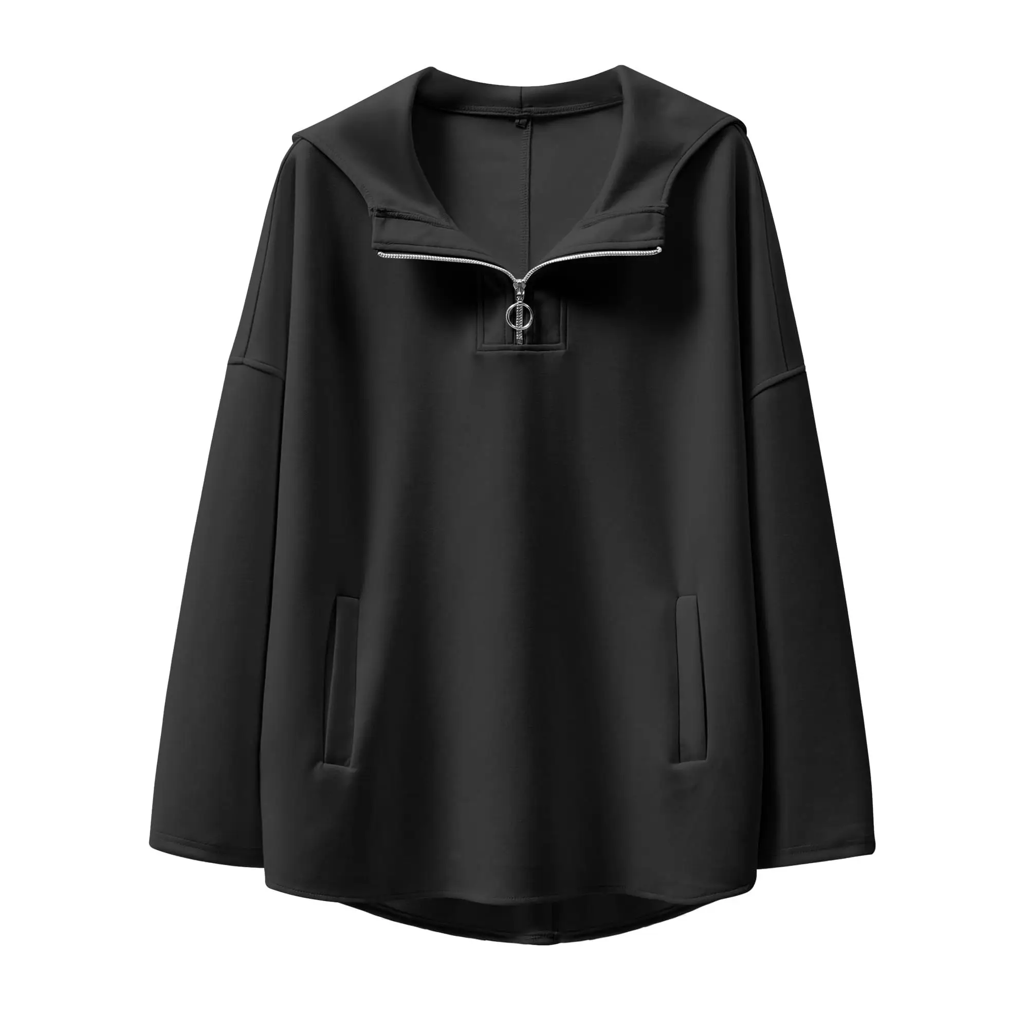 ANRABESS Womens Oversized Hoodie Quarter Zip Sweatshirts 2025 Winter Everyday Tunic Pullover Top Trendy Teen Girls Preppy Comfort Zipper Clothes
