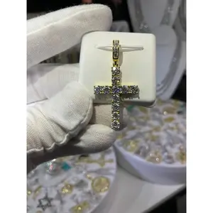 3.0ctw Vermeil Moissanite Tennis Cross Pendant