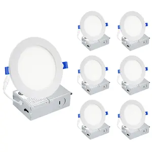 SEURON 6 in Adjustable 5CCT Canless LED Downlight With Night Light 6 Pack 1050 Lumens 12-Watt Energy Saving Smooth Dimming Interior Wall Lights 6-Pack Lamp Lutron Dimmers Lamp