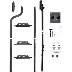 45" Universal Heavy-Duty Aluminum Foldable Pickup Truck Tailgate Ladder with Handrail, Easy-Install Cargo Access Bed Step Accessory for F250/Ram 2500 Automotive Transport Tool