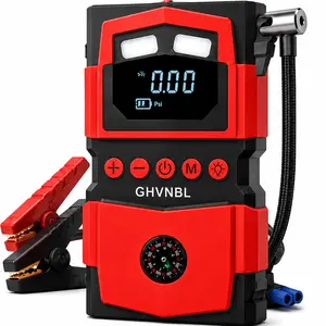 Portable Air Compressor & Jump Starter, 2-in-1 Tire Inflator with Digital Display, LED Emergency Light, Safety Hammer, Compass & 5-in-1 Multi Tool for Car SUV Truck Camping Travel