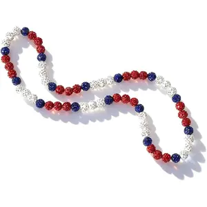 Baseball Bead Necklace for Men, 16/19/22" Bling Ice Collection Rhinestone Discoball Inspired Sports Jewelry Gifts for Boys