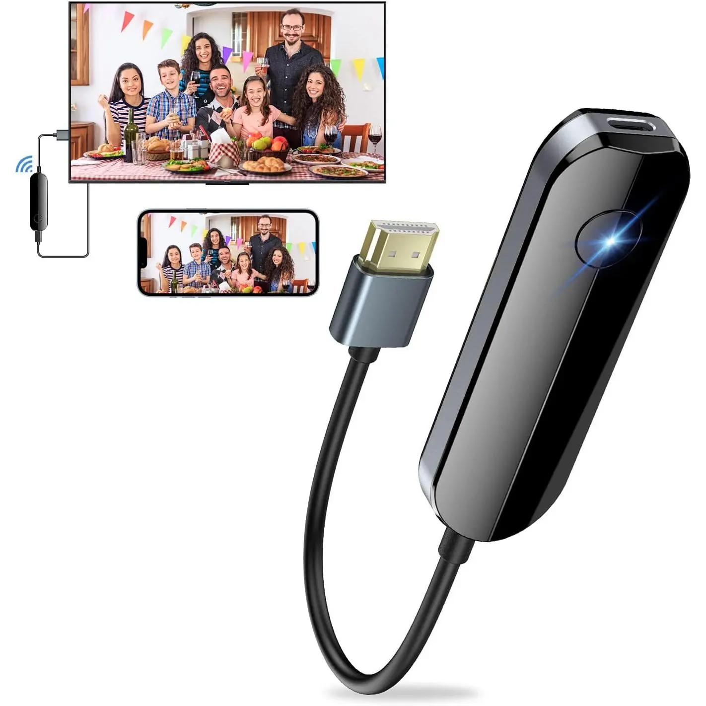 iOS Wireless Display Adapter with USB-C, Full HD Video-Audio Sync Streaming Device, Plug-and-Play TV Mirroring for iPhone, Fast and Efficient Operation (Display Adapter Not Support Netflix)