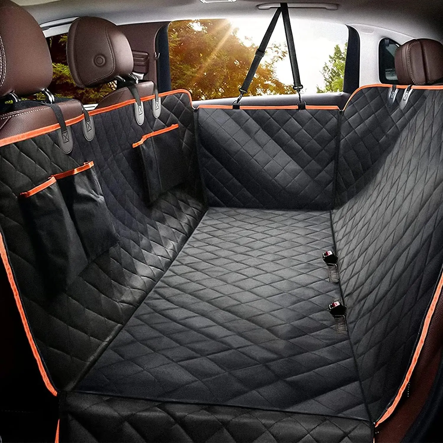 Dog Car Net Barrier Pet Barrier with Auto Safety Mesh Organizer Baby Stretchable Storage Bag Universal for Cars, SUVs -Easy Install, Car Divider for Driving Safely with Children & Pets