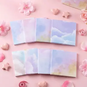 8pcs/set Cloud Series Self-Adhesive Sticky Notes, 400 Sheets, Square Shape, Romantic Sky Pattern, Strong Adhesion, Ideal for Diary and Reminders
