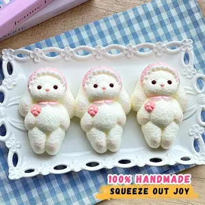 Puffy Bunny Food-grade Silicone Taba Squishy, Office Stress Relief Creamy Soft Handmade Squeeze Toy, Christmas Halloween Gift