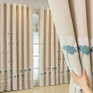 European Style Floral Embroidered Blackout Curtain, Casual Drapes for Living Room Bedroom Dining Kitchen, Home Decor, Home Decoration Curtain, 1 Piece, Window Curtain