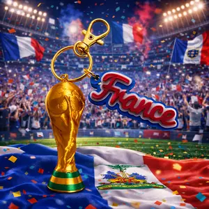 France 2026 World Cup Trophy Keychain 3D Printed Soccer Collectible Team France Football Fan Gear Handmade Custom Durable Lightweight Backpack Charm French Flag Colors Limited Edition World Cup Gift
