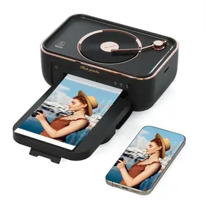 Hanin CP6000 Photo Printer with 4x6 Photo Paper & Ribbon - Instant Picture Printer for Smartphones, Gramophone-Inspired Design with Bluetooth Speaker & Dye Sublimation Technology, Perfect for Home Use, GiftedInLove, Mothersday gift,SummerVibes