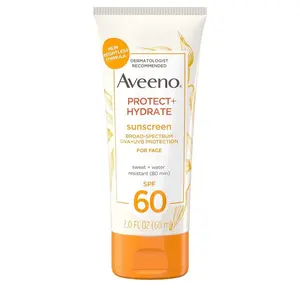 Aveeno Protect + Hydrate SPF 60 Sunscreen Face Lotion | Oil-Free, Broad Spectrum Protection with Prebiotic Oat | 2.0 Fl Oz Skincare Moisturizing