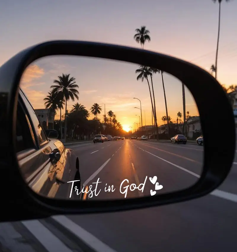 8PCS Trust in God Rearview Mirror Decals, Automotive Vinyl Rear View Mirror Decorative Stickers, Waterproof Trust in God Stickers for Car Truck Laptop, Car Accessories (White) Vehicle Exterior Decoration