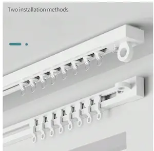 No-Drill Window Curtain Track Side-Mounted Self-Adhesive Silent Gliding Rail Accessories - Stick-On Track, Gliding Wheel, Installation