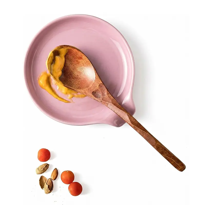 Ceramic Spoon Rest for Stove Top - 5 in Large Cutlery & Tableware Holder for Kitchen Countertop, Heat-Resistant for Ladle, Spatula, Tong