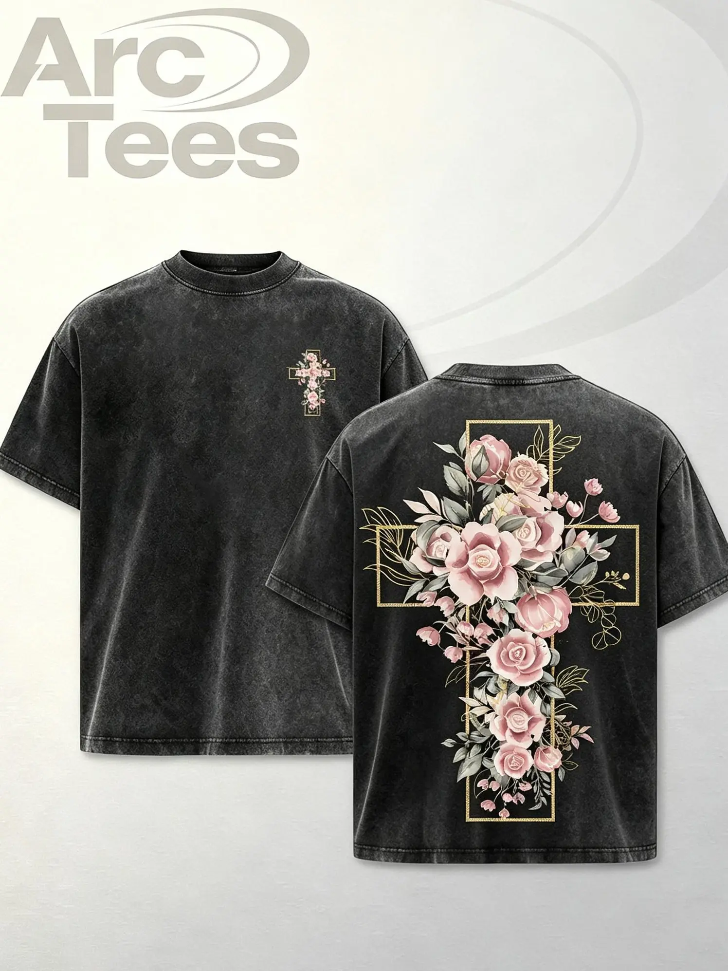 [ArcT] Unisex Washed T-Shirt, Jesus Tee, Jesus Tshirt , Christian Apparel Streetwear Menswear Oversized Top Men and Women Menswear Tops , Gym Pump Cover Graphic
