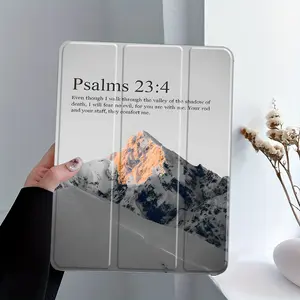 This inspirational Bible-inspired case features a mountain landscape design, an adjustable stand and pen holder, and a foldable, non-slip TPU protective case suitable for Samsung, iPad mini, iPad Air, iPad Pro/iPad 10th and 11th generation iPads.