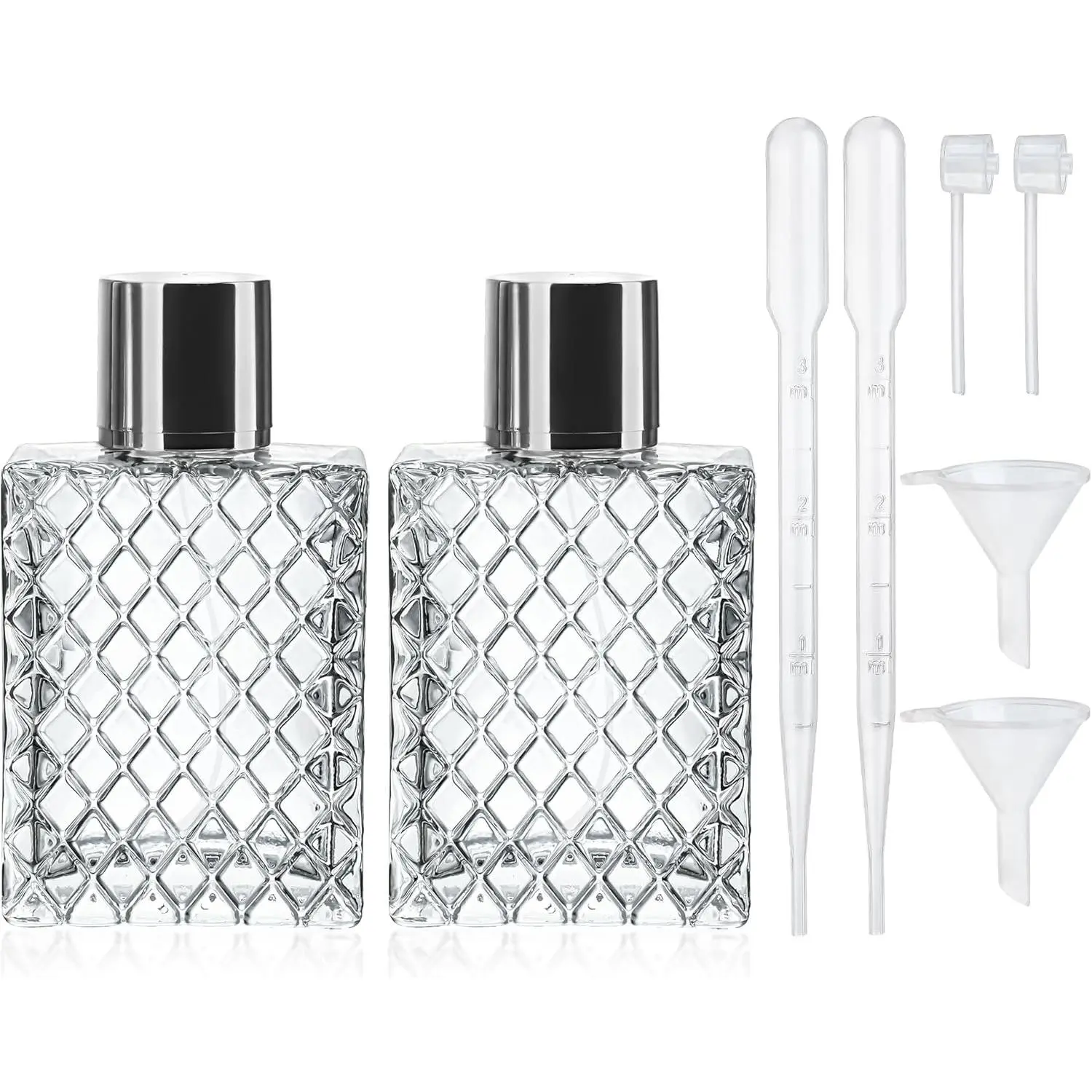 2 Pack Refillable Glass Spray Perfume Bottles 100ml / 3.4 oz  Fine Mist Atomizer Bottle Empty Portable Clear Glass Essential Oil Container for Travel
