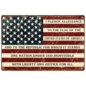 Usa American Flag Metal Tin Sign, 12x8 Inch, Home Decor Wall Decor for Man Cave & Bar, Universal Setting, No Ca Prop 65 Warning