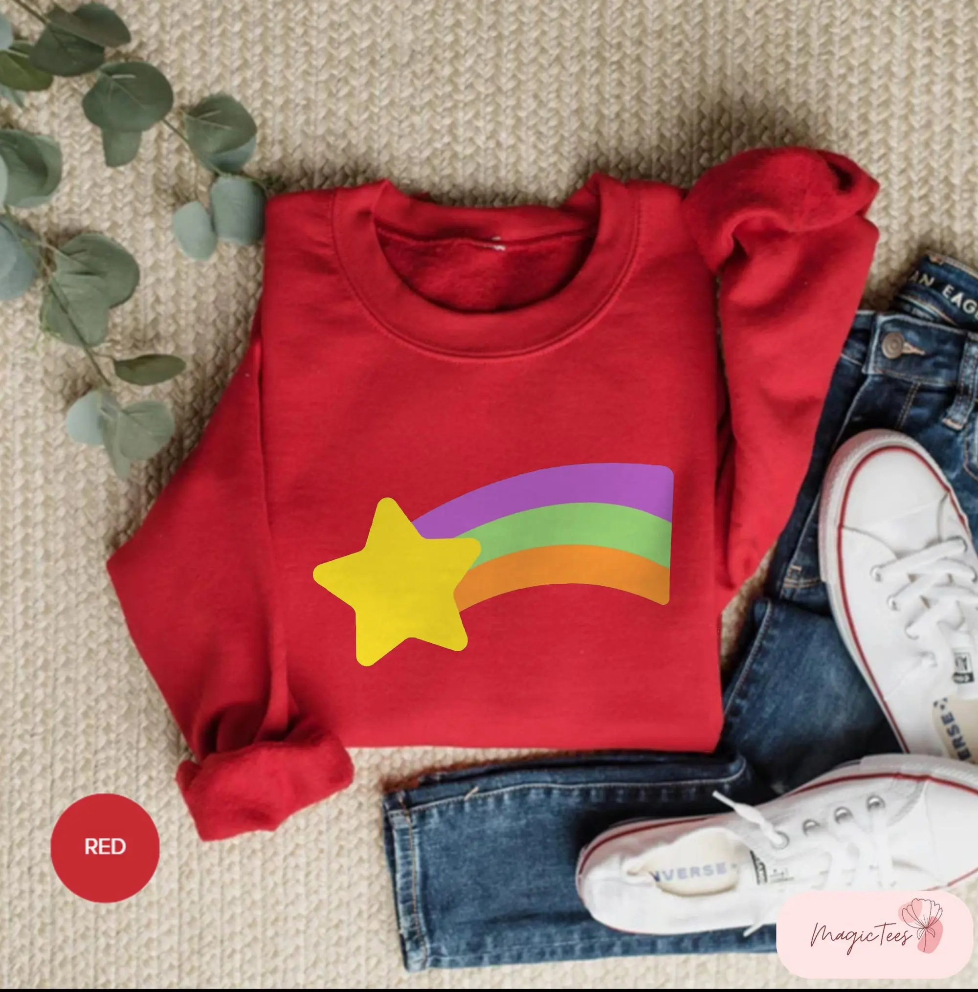 Mabel Rainbow Star Sweatshirt, Mabel Sweater for Cartoon Fans Colorful Star Design Cute and Trendy Sweater Perfect Gift for Her