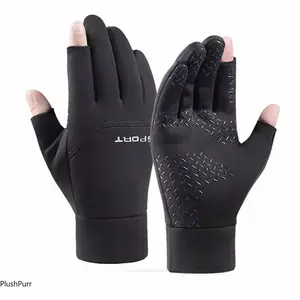 Winter Fishing Men's Gloves Women Cycling Warm Anti-Slip Gloves for Fishing Sports Touch Screen Two Fingers Cut Outdoor Angling
