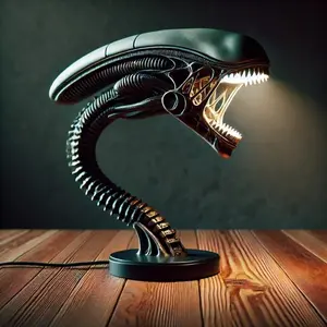 USB Powered Alien Shaped Resin-Sculpture Statue Lamp, Portable Lightweight Home Decor for Unique Bedroom Lighting, Decorative Extraterrestrial Figurine for Living Space, Creative Lighting