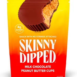 SkinnyDipped Milk Chocolate Peanut Butter Cups, 4g Sugar, Low Sugar, No Palm Oil, Gluten Free, 3.2oz Bag,