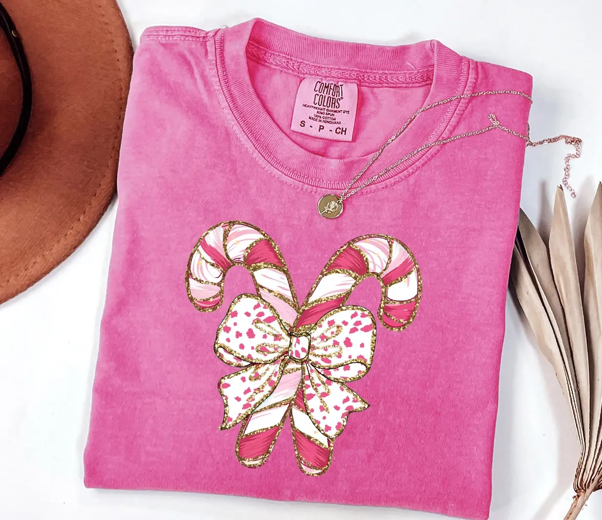 Comfort Colors® Retro Candy Cane Christmas Shirt : Festive Holiday Outfit, Womens Xmas Party T-Shirt