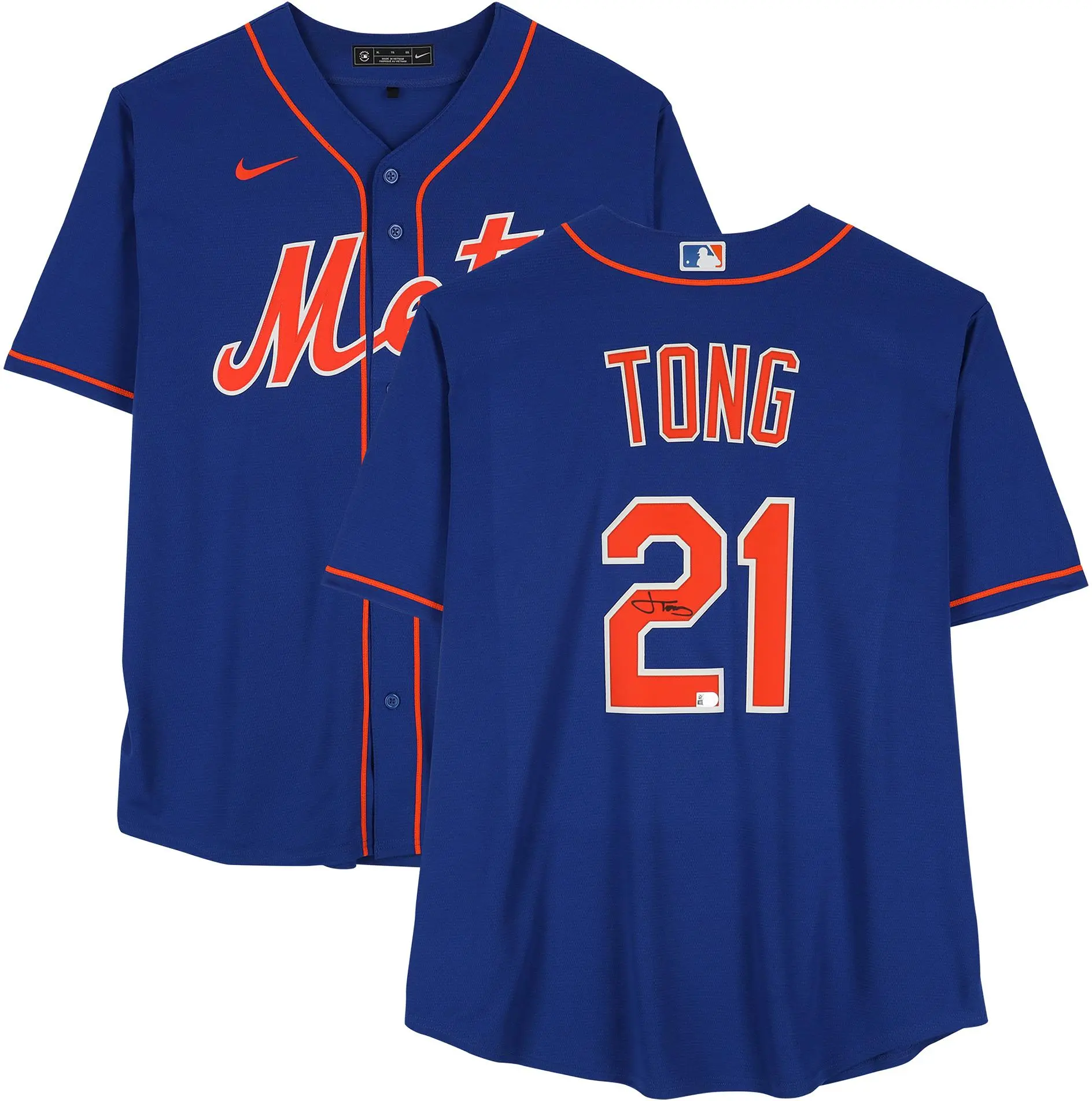 Jonah Tong New York Mets Autographed Blue Nike Replica Jersey - Fanatics Authentic Certified