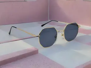 Black Popular Fashion Medium hexagonal Unisex Luxury Sunglasses