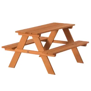 Gardenised  Wooden Kids Outdoor Picnic Table for Garden and Backyard, Stained