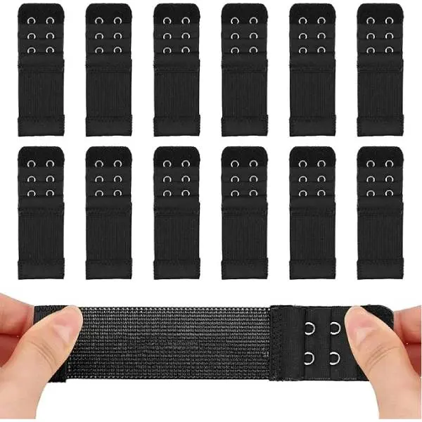 12 PCS 2 Hook Bra Extenders for Women, Bra Strap Extender, Bra Band Extender, Elastic Bra Back Extender, Adjustable Bra Extension, Plus Size Bra Accessories