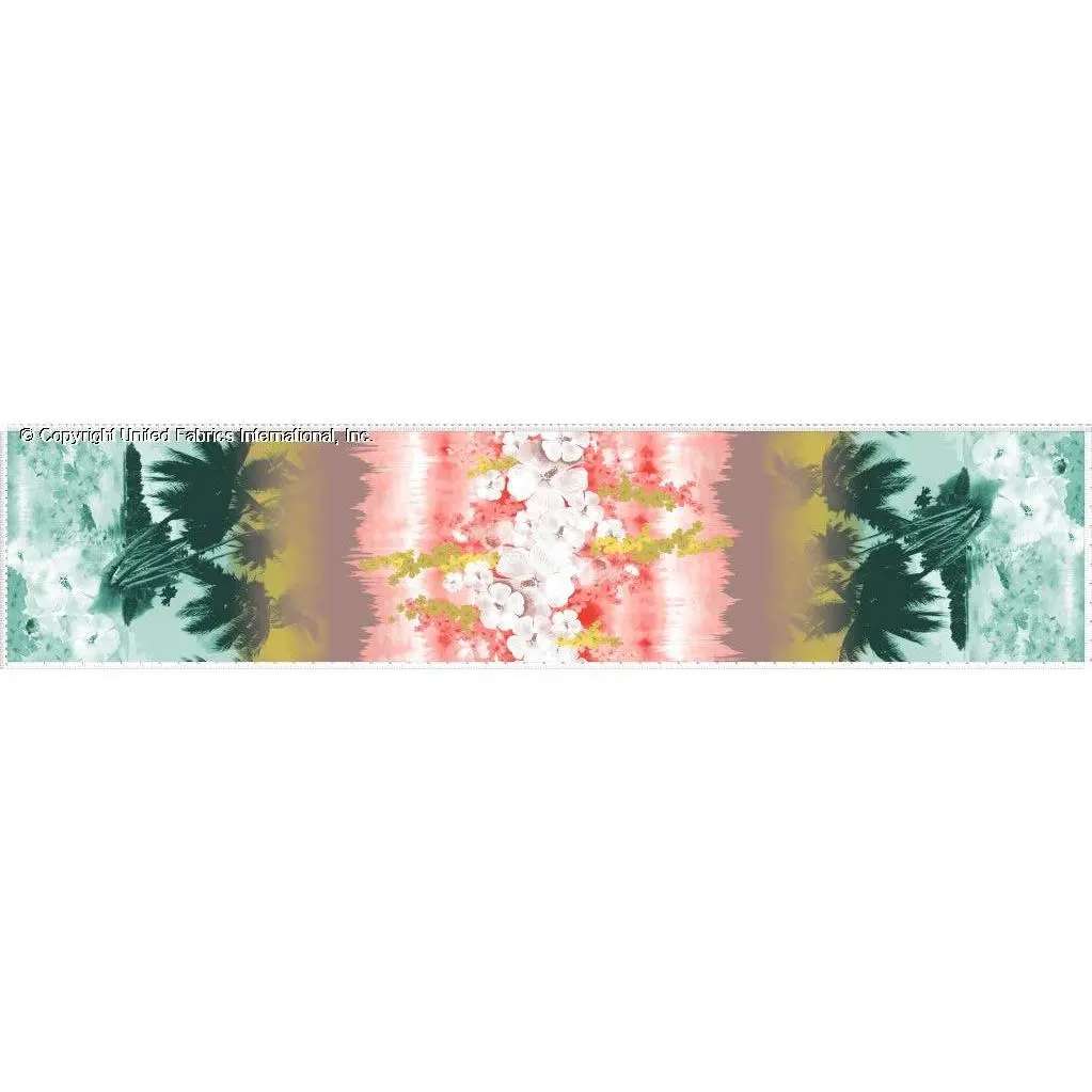 Chiffon Printed Tropical Paradise Woven Fabric by the Yard Palm Leaf Print Sheer Fabric Hibiscus Pattern Floral Fabric Dress Fabric Sewing Fabric