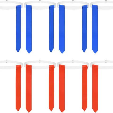 Unisex Adjustable D-Ring Polyester Flag Football Belts 8-Player Set - Belt Size Options, Easy Tear-Away Design, 2 Flags Per Unit, Red/Blue Team ID for Youth & Adults All Ages Recreational Play