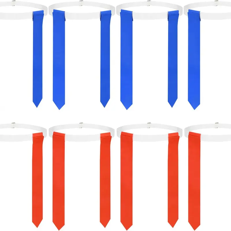 Unisex Adjustable D-Ring Polyester Flag Football Belts 8-Player Set - Belt Size Options, Easy Tear-Away Design, 2 Flags Per Unit, Red/Blue Team ID for Youth & Adults All Ages Recreational Play