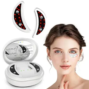 Red Light Eye Massager with Gel Patch, Electric Heated Eye Care Device Eye Massage Patches, 3 Levels Adjustable Relaxing Face Eye Relaxation Pad for Women Gifts