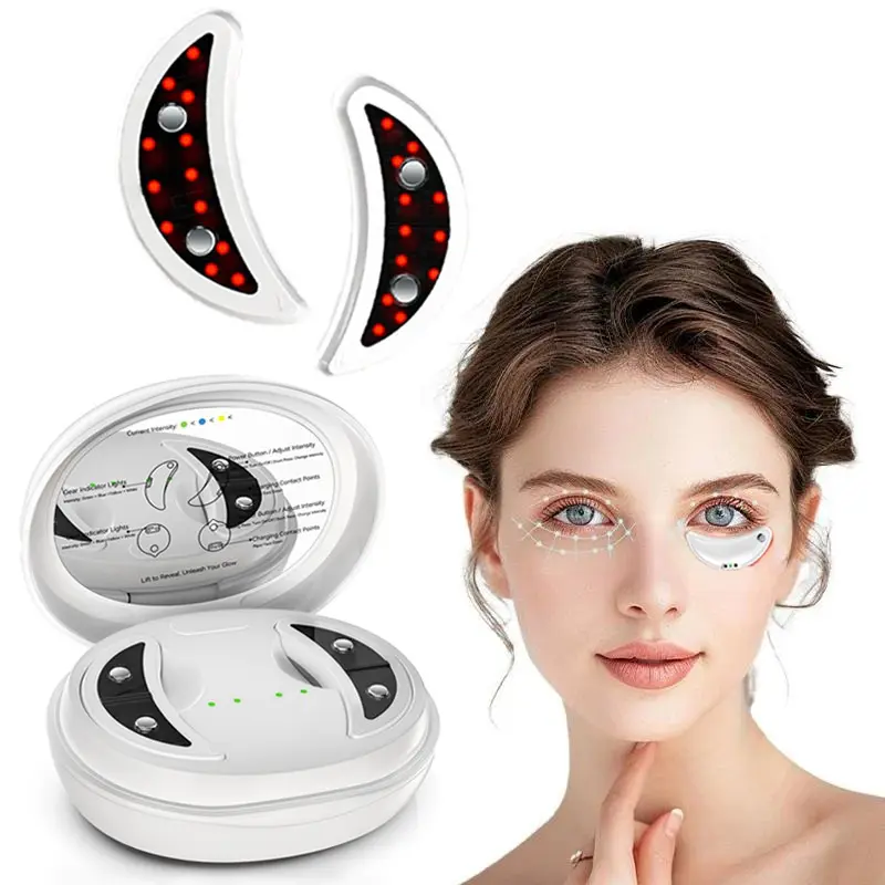 Red Light Eye Massager with Gel Patch, Electric Heated Eye Care Device Beauty Massagers Eye Massage Patches, 3 Levels Adjustable Relaxing Face Eye Relaxation Pad for Women Gifts