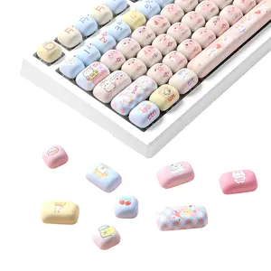 KEYCAP ONLY YUNZII Pink Kitten Cute Custom Keycaps, 141 Keys Dye Sub PBT MOG Profile Keycap Set for Mechanical Gaming Keyboards
