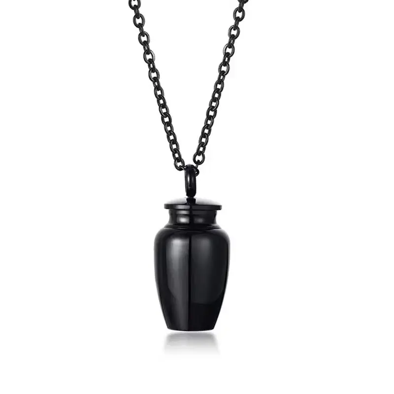 Black small jar pendant with 60cm cross